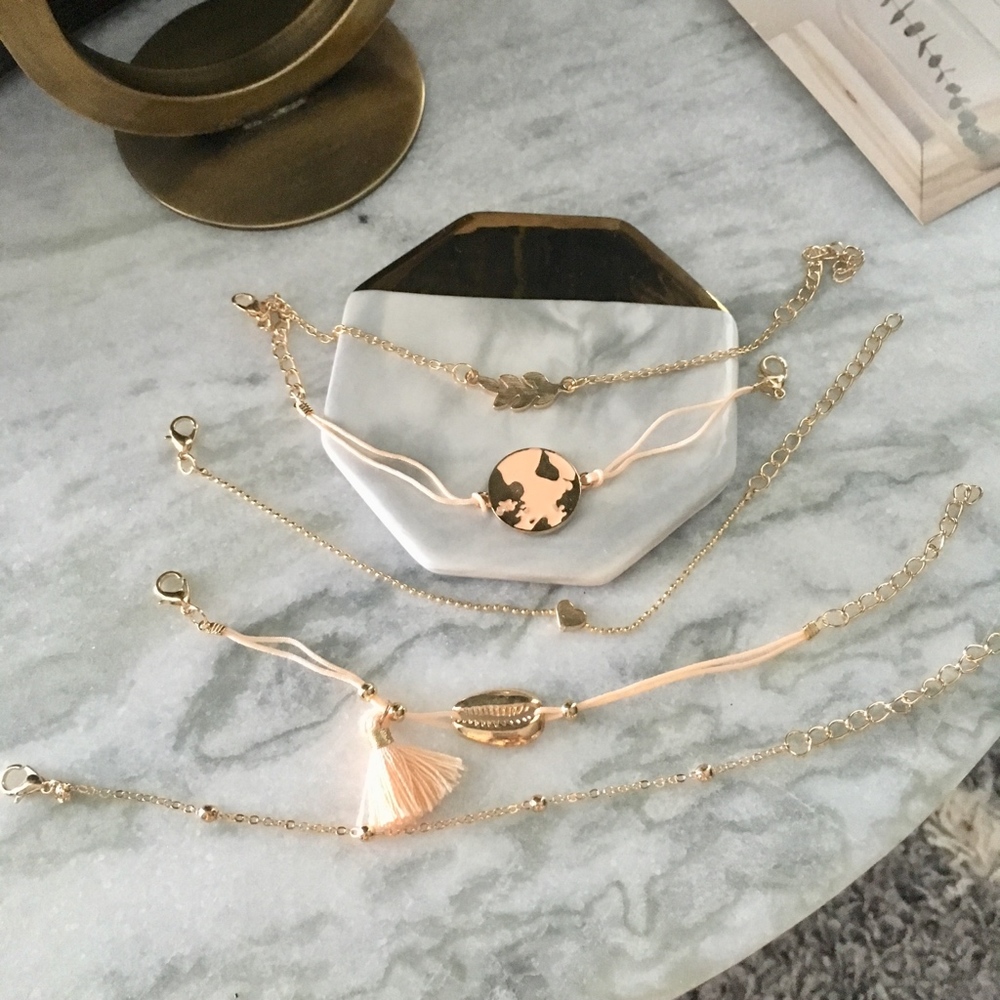 'Pink Earth' Shell & Tassel 6-Piece Bracelet Set - Picture 3 of 8